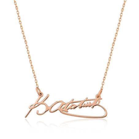 Women's Atatürk Signature Pendant Rose Plated Silver Necklace