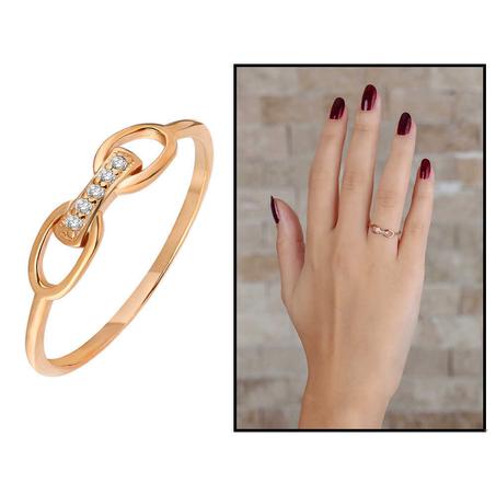 Women's Zircon Gemmed Infinity Design Rose Plated 925 Carat Silver Ring