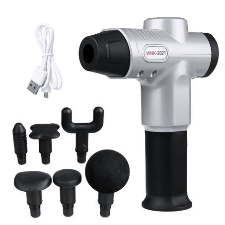 Electric Percussion Massager USB Rechargeable Muscle Vibration Pain Relief Device W/ 6 Heads 20 Gears