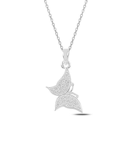 Women's Butterfly Pendant Silver Necklace