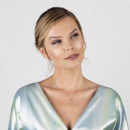 Women's White Zircon Gemmed Star Pendant 925 Carat Silver Necklace