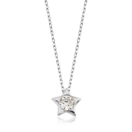 Women's Gemmed Star Pendant Silver Necklace