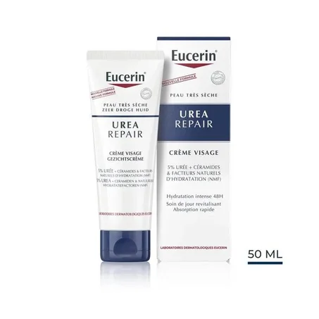 Eucerin UreaRepair Crème Visage 5% d'Urée 50ml - Soin Intensif Visage Sec