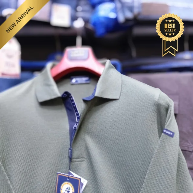 Green coast pull Uni à Col chemise Made in Italy