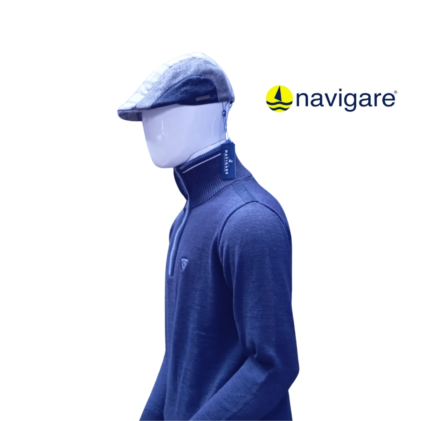 navigare pull uni à col montant