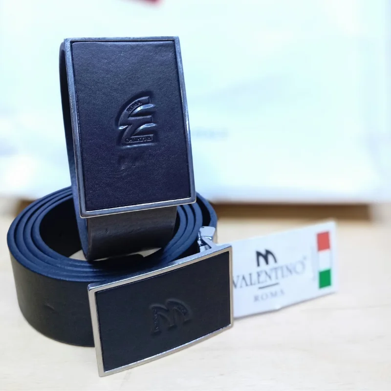 Valentino ceinture en cuir véritable avec boucle carré