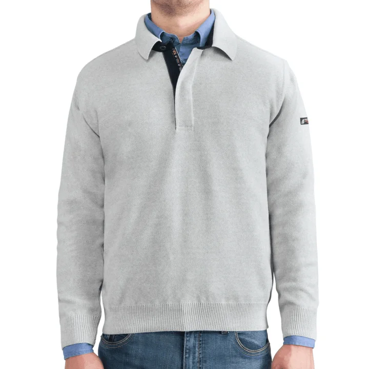 Green coast Pull uni Col chemise Grigio (gris)