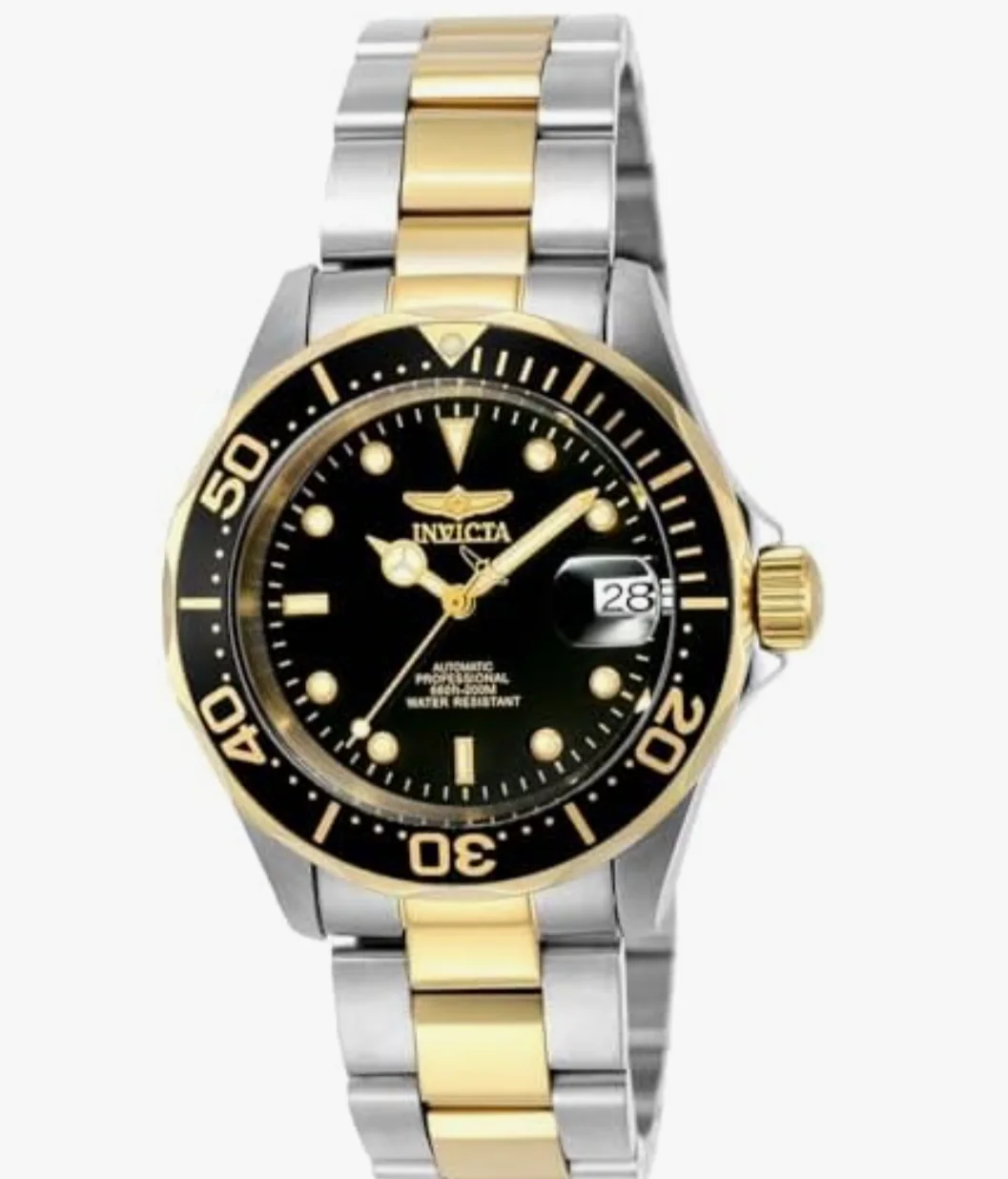 ساعة يد مناسبة للغطس بمينا اسود وسوار من الستانلس ستيل للرجال من انفيكتا، تناظري
