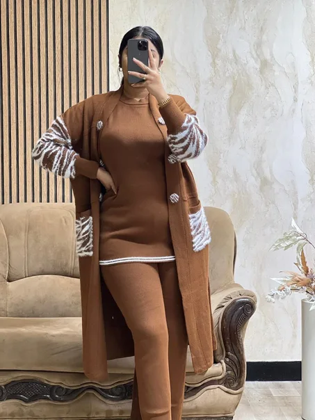 انسومبل شتوي 3 القطع بخيط تركي