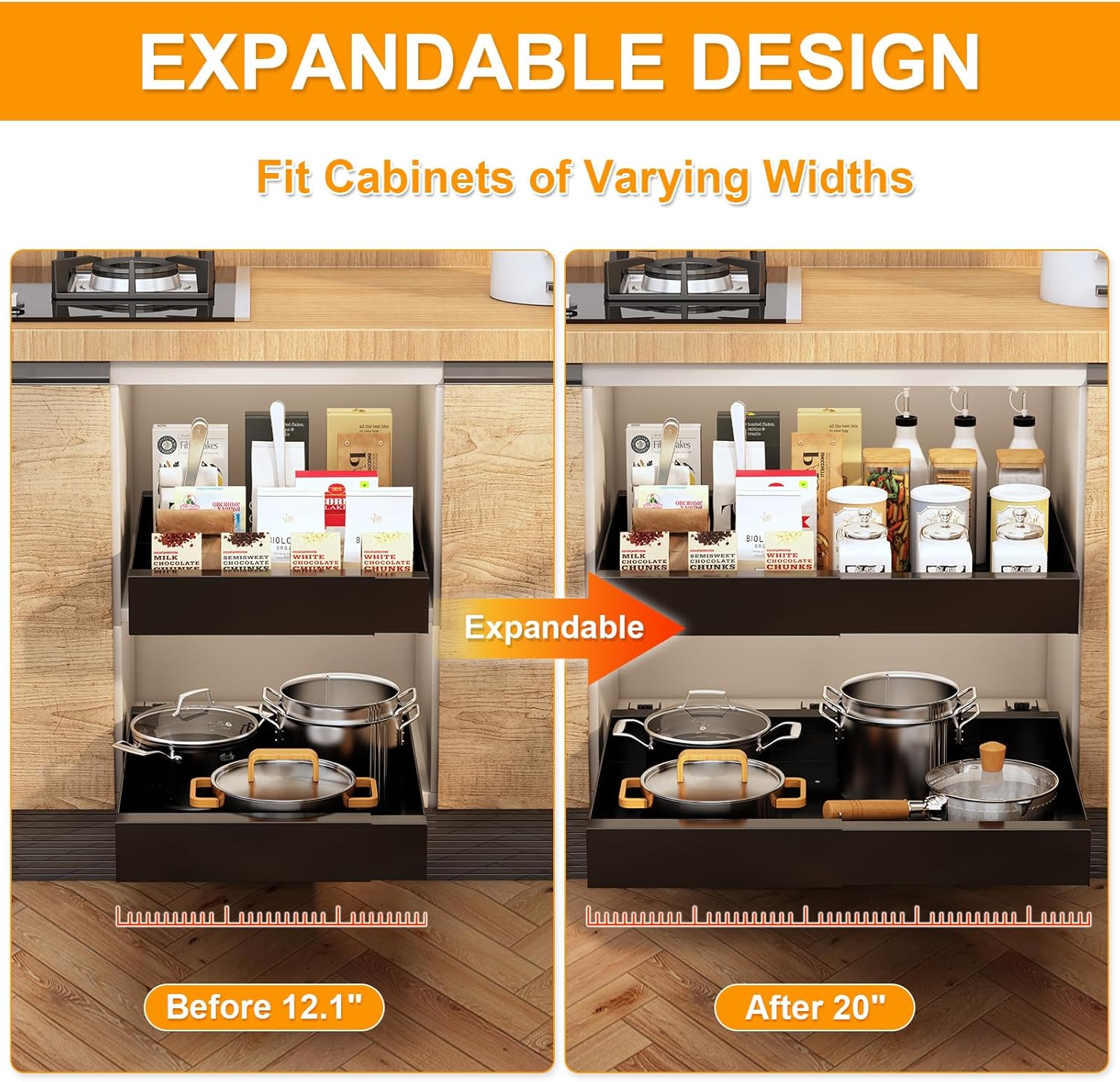 Expandable and Adjustable Kitchen Drawer