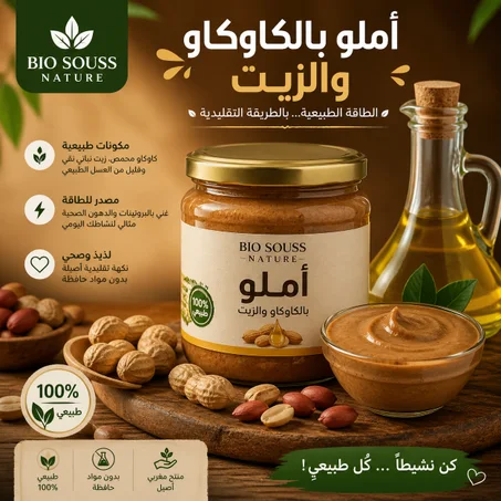 املو بالكاوكاو والزيت والعسل