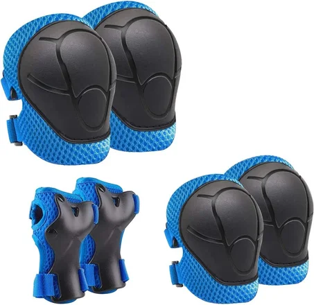 وسادات واقية الركبة للاطفال من اجل حماية الركبة والكوع من الميكاكوز، مجموعة معدات واقية مع واقيات معصم 3 في 1 للتزلج وركوب الدراجات والسكوتر