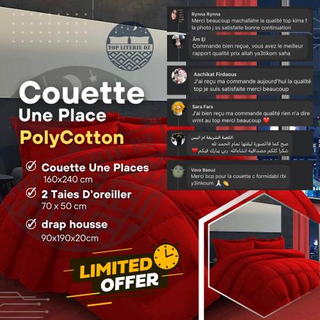 Couette 4 Pieces Rouge  ' Une Place '