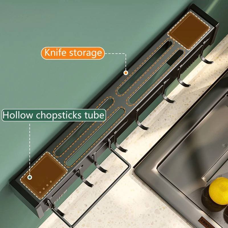 منظم المطبخ مثبت على الحائط - أسود  black kitchen organizer