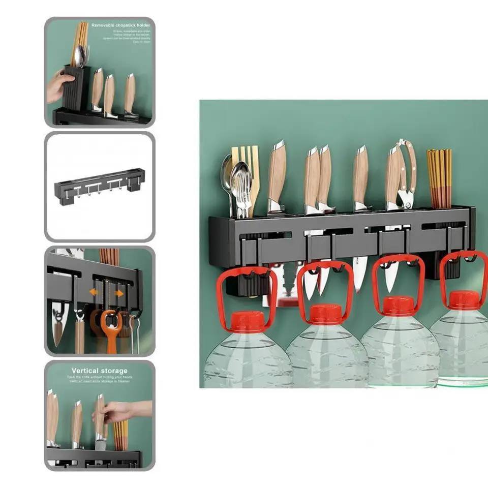 منظم المطبخ مثبت على الحائط - أسود  black kitchen organizer