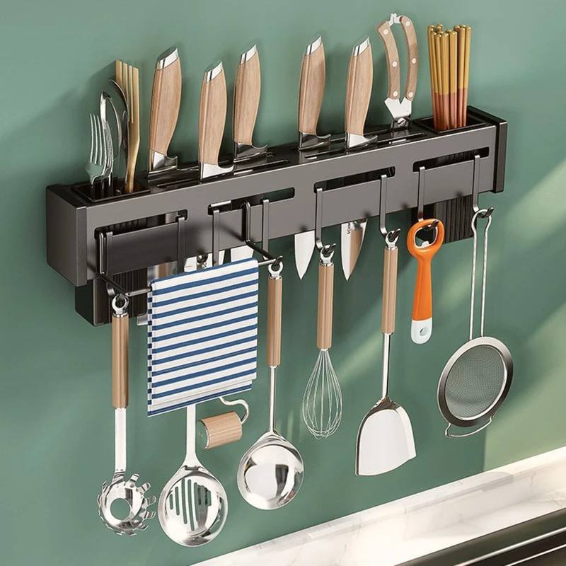 منظم المطبخ مثبت على الحائط - أسود  black kitchen organizer