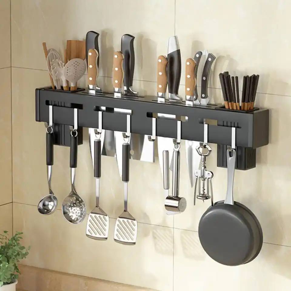 منظم المطبخ مثبت على الحائط - أسود  black kitchen organizer
