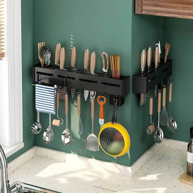 منظم المطبخ مثبت على الحائط - أسود  black kitchen organizer