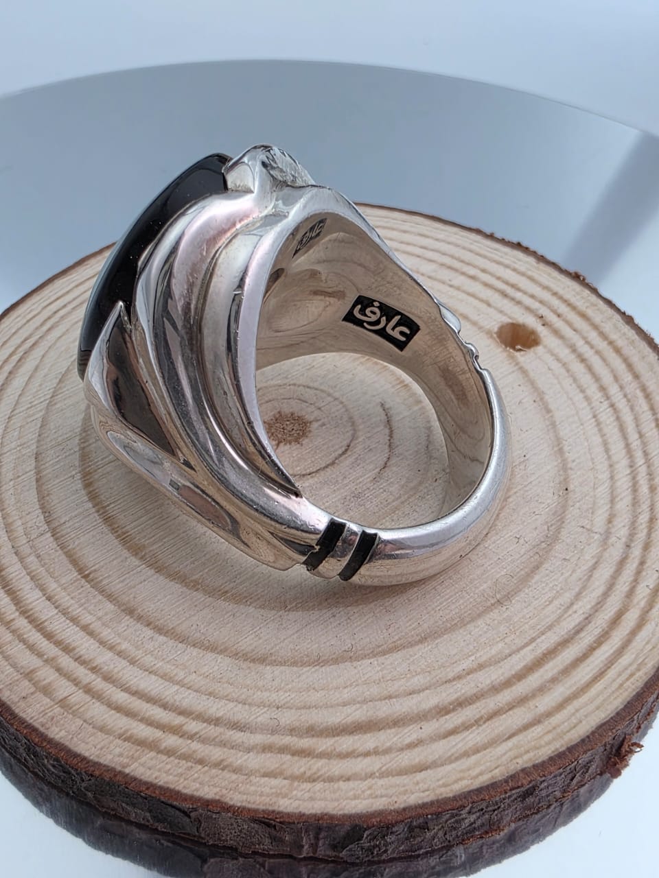 خاتم فضه بحجر جزع اسود يمني