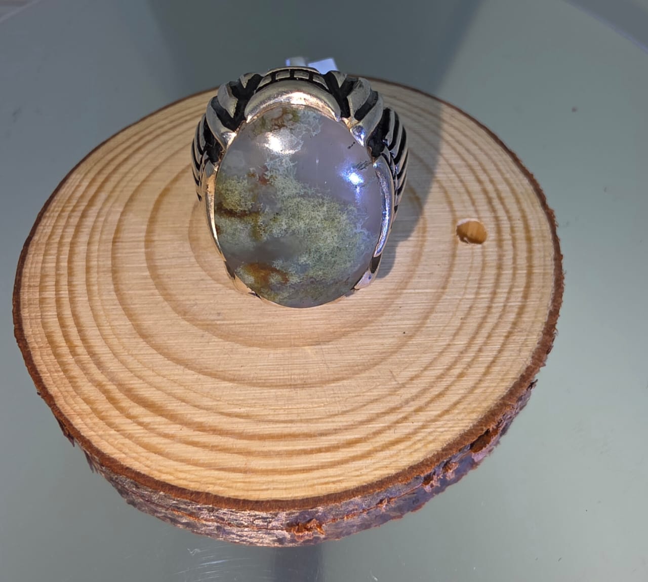 خاتم بحجر طحلبي اخضر