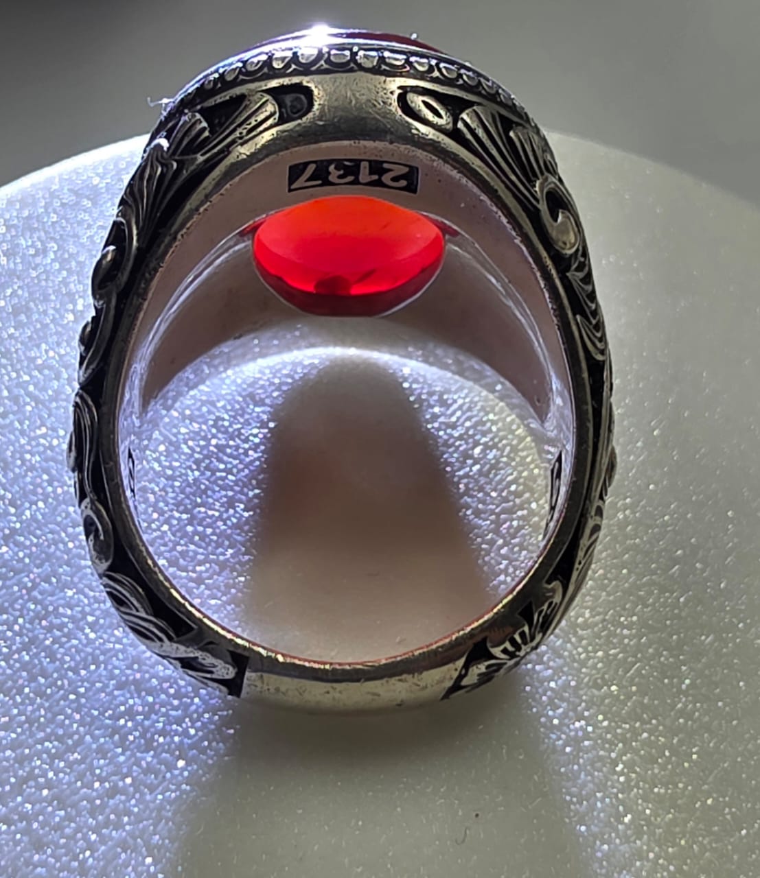 خاتم فضه بحجر كرزي مزعفر نوادر العقيق