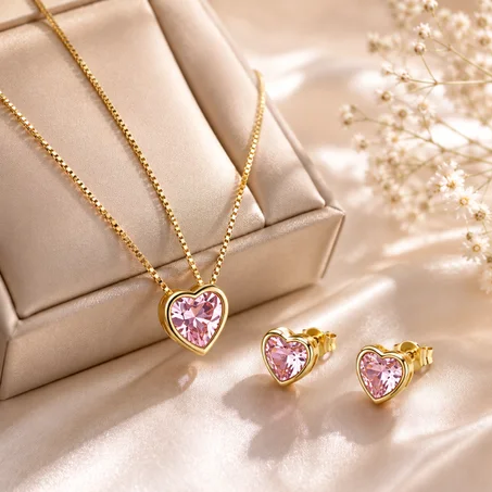 ✨Parure Cœur Rose – Argent 925 💕