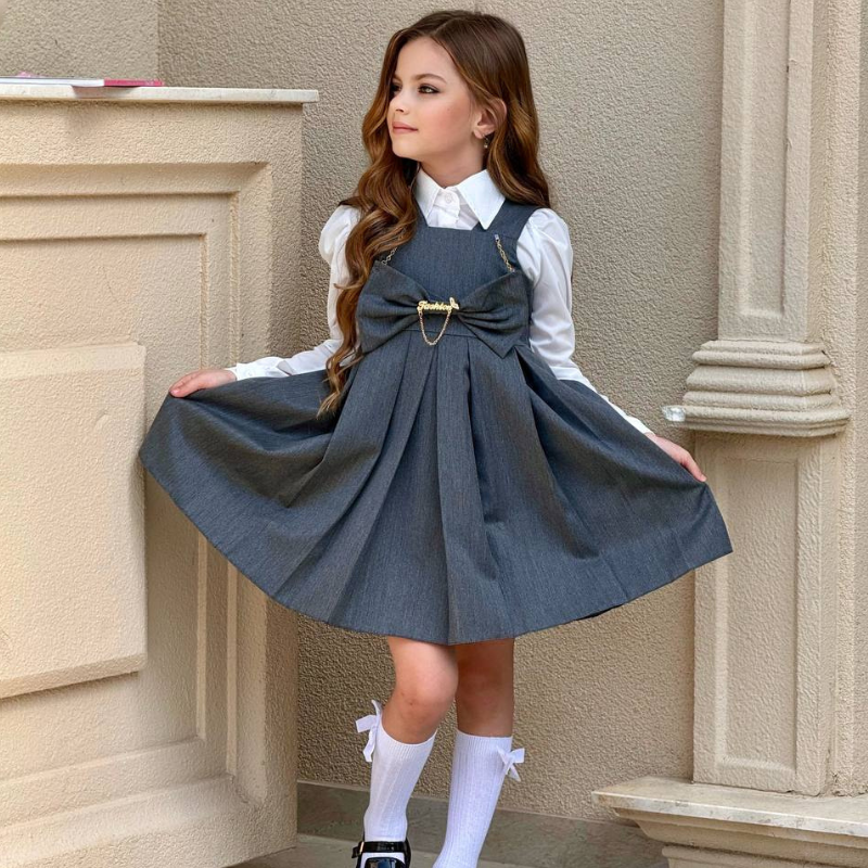 Robe fille  avec chemise blanche pour l