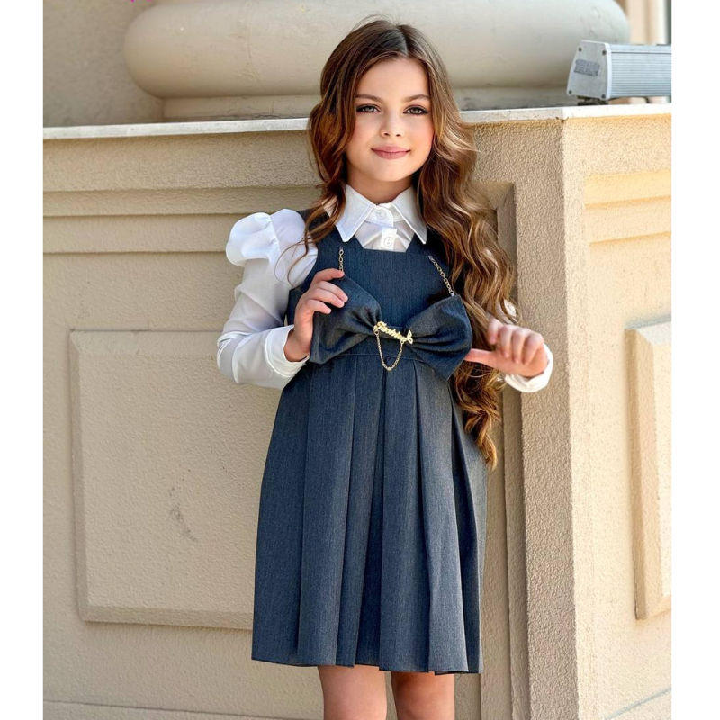 Robe fille  avec chemise blanche pour l