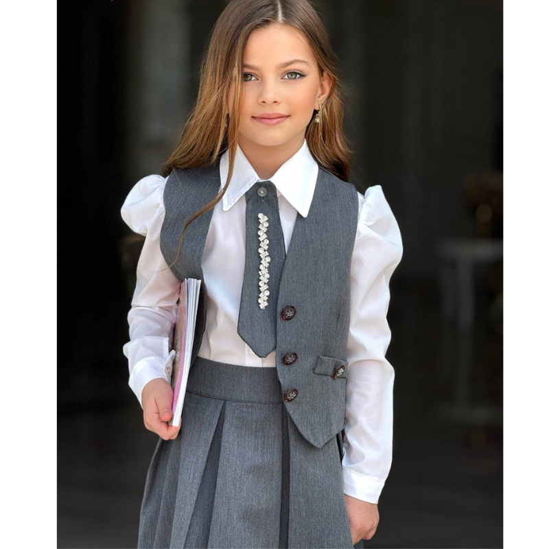 Uniforme scolaire pour filles : chemise + cravate + jupe + veste