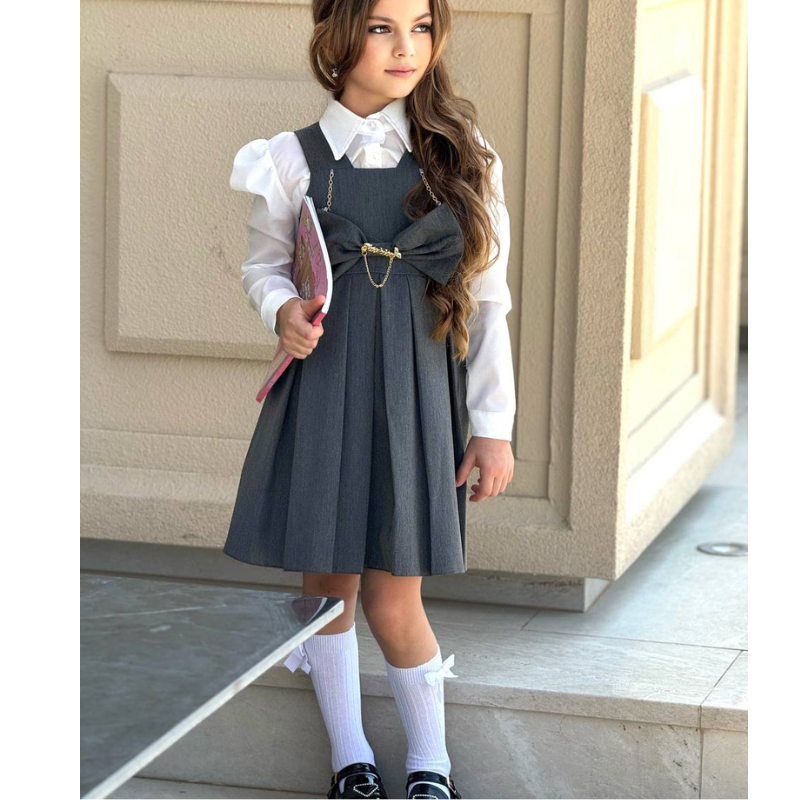 Robe fille  avec chemise blanche pour l