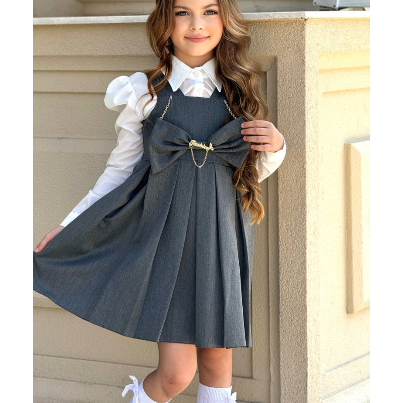 Robe fille  avec chemise blanche pour l
