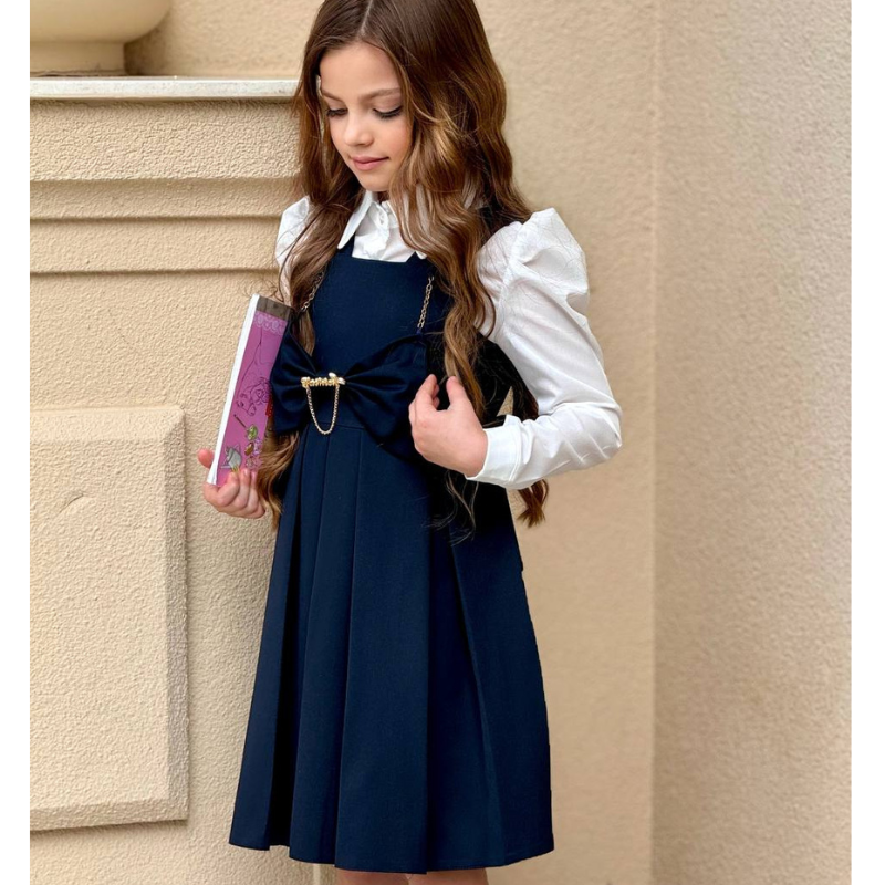Robe fille  avec chemise blanche pour l