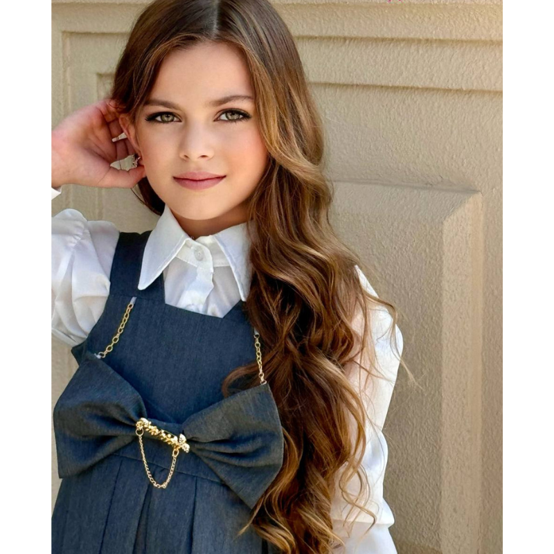 Robe fille  avec chemise blanche pour l