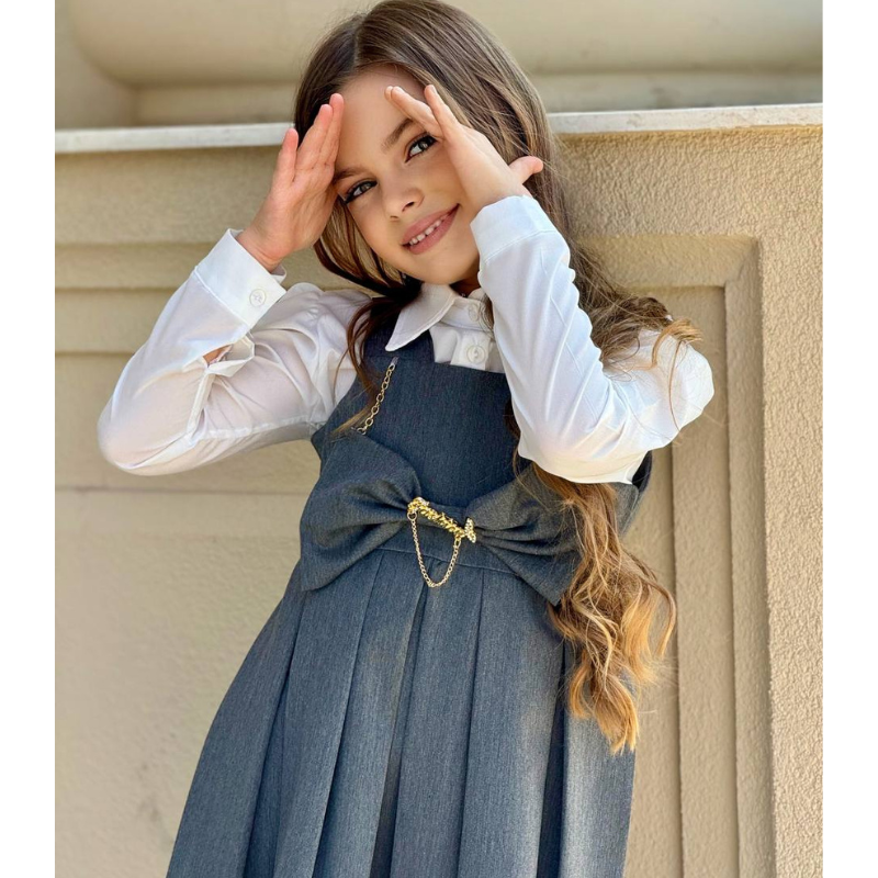 Robe fille  avec chemise blanche pour l