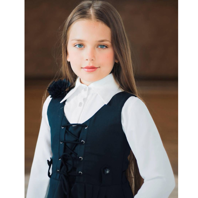 Robe fille  avec chemise blanche pour l