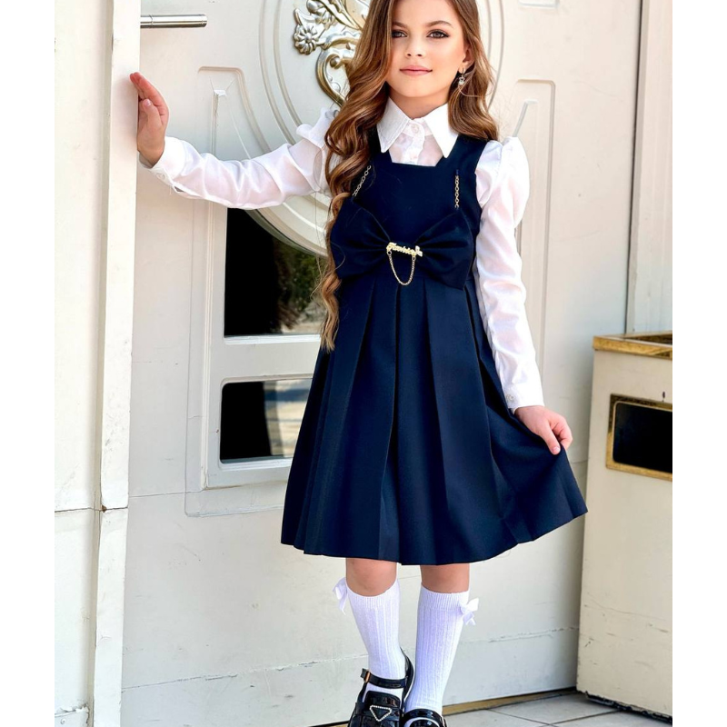 Robe fille  avec chemise blanche pour l