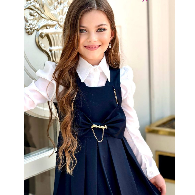 Robe fille  avec chemise blanche pour l
