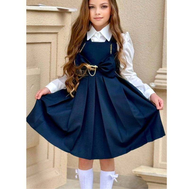Robe fille  avec chemise blanche pour l
