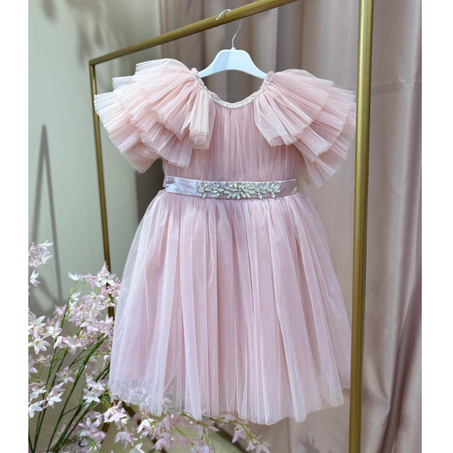 👑✨ فستان تول وردي فاخر للبنات 🌸💖