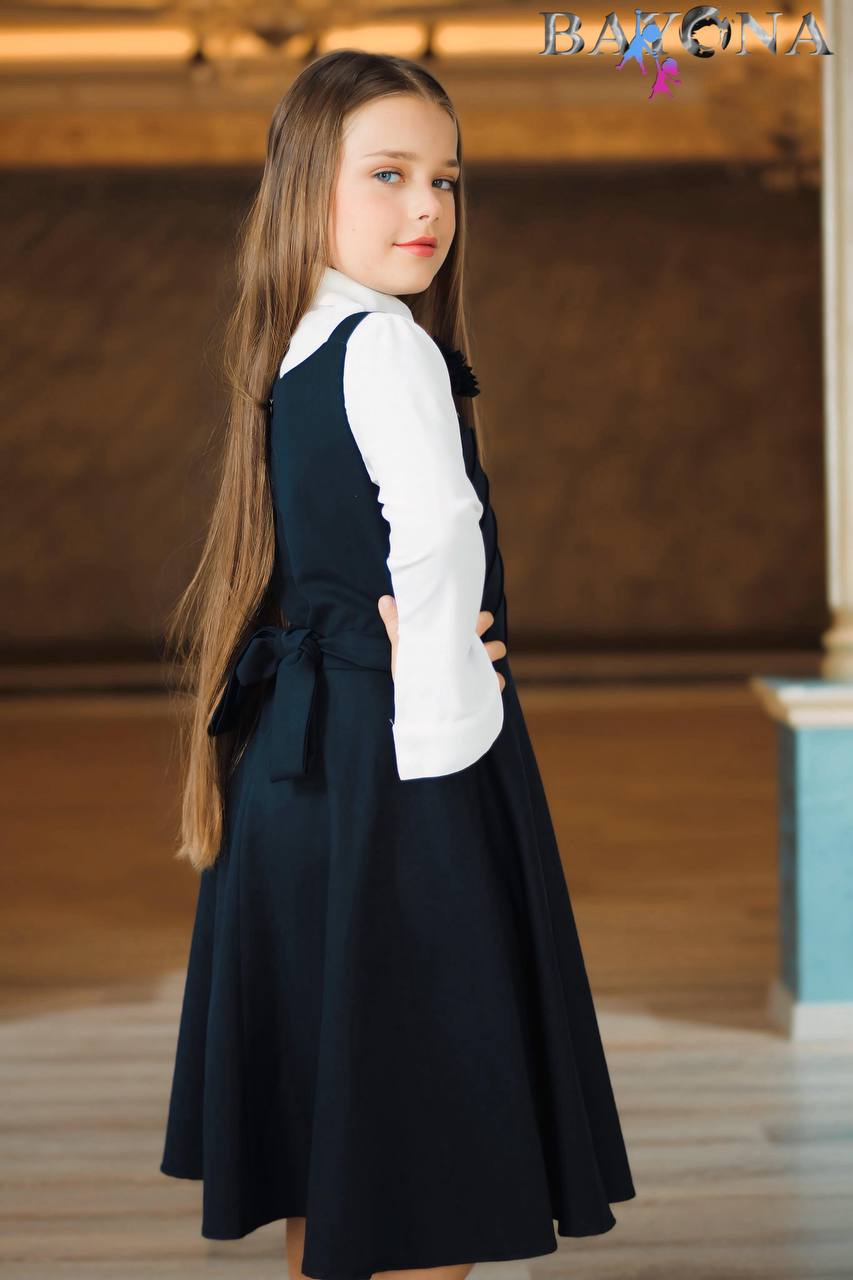 Robe fille  avec chemise blanche pour l