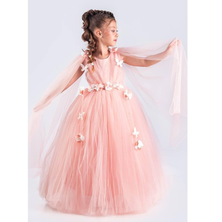 ✨👑 فستان أميرة وردي للبنات مزين بالزهور 🌸💖