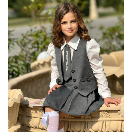 Uniforme scolaire pour filles : chemise + cravate + jupe + veste