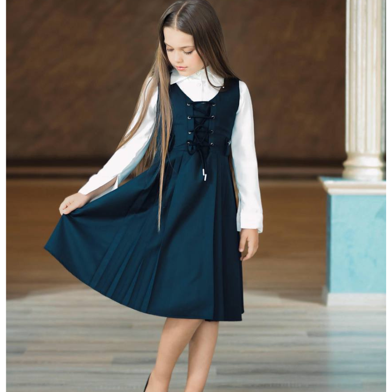 Robe fille  avec chemise blanche pour l
