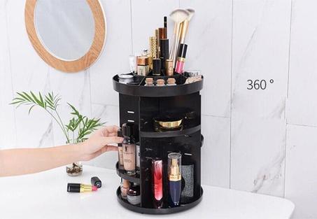 منظم مكياج و الاكسسوارات شفاف متعدد الاستخدامات دوران 360 درجة