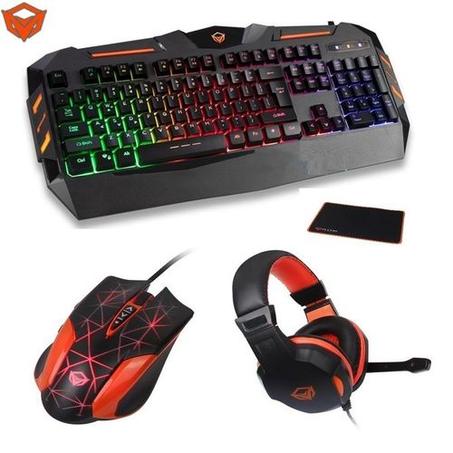 Meetion con auriculares para juegos, paquete con cable con retroiluminación LED RGB para PC, Xbox y PS4 - MEETiON C500 Edition 4 en 1 Set de regalo