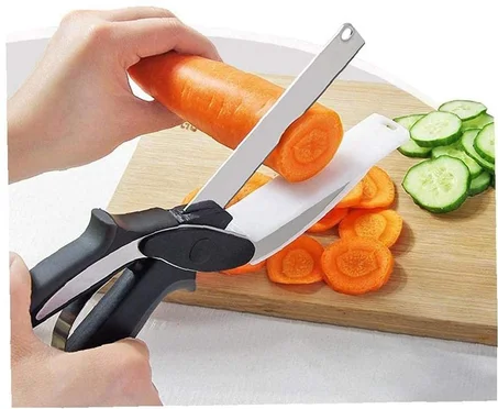 Tijeras para alimentos de cocina Cortador de vegetales de cocina inteligente 2 en 1 Herramientas de cocina de acero inoxidable desmontables Conveniente y fácil de usar