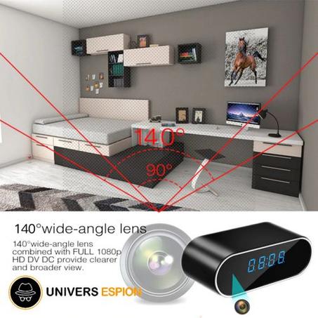 Cámara espía de reloj, cámara espía WiFi HD 1080P con cámara de vigilancia de visión nocturna gran angular de 140 grados Cámara espía de alarma inalámbrica adecuada para la detección de movim