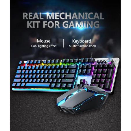 Juego de teclado + ratón mecánico gaming Aula con 104 teclas RBG anti-ghosting + asa