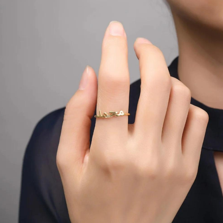 خاتم مطلي بالذهب عيار 21 مع اسم من اختيارك