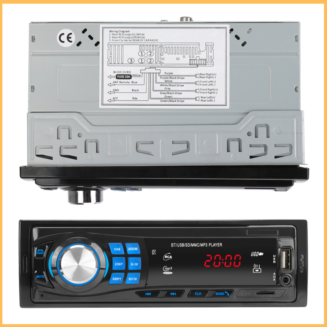 Bluetooth Voiture Stereo Recepteur -Voiture Bluetooth Lecteur MP3 Voiture  Lecteur de Carte Radio Voiture Lecteur CD DVD Telecommande